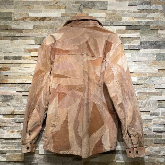 Patchwork Suede Jacket L | Genuine Leather, 70s Western Boho, Lined, Snap Front - Picture 9 of 12